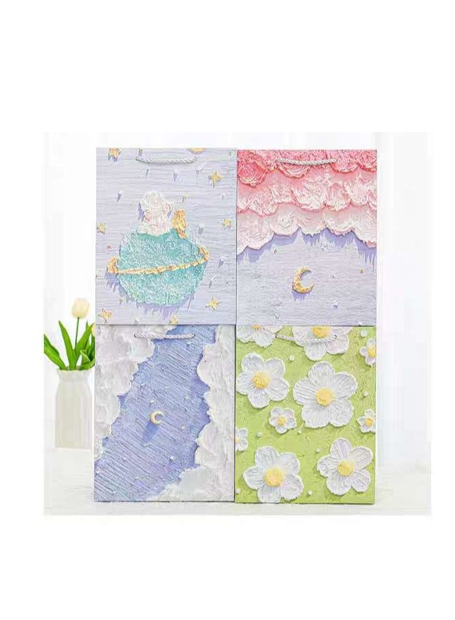 10 Pieces Luxury Ramadan Eid Gift Bags Foldable Reusable Paper Bags Creative 3D Oil Painting - Image 2