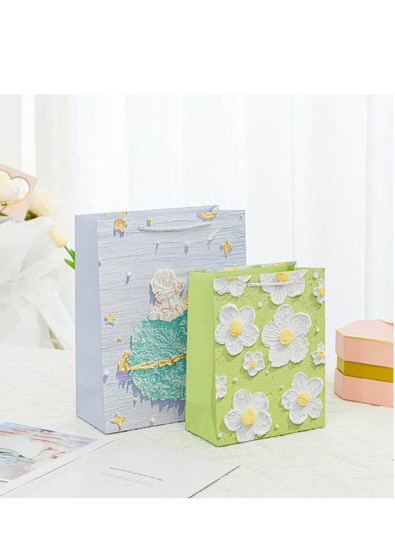 10 Pieces Luxury Ramadan Eid Gift Bags Foldable Reusable Paper Bags Creative 3D Oil Painting - Image 4