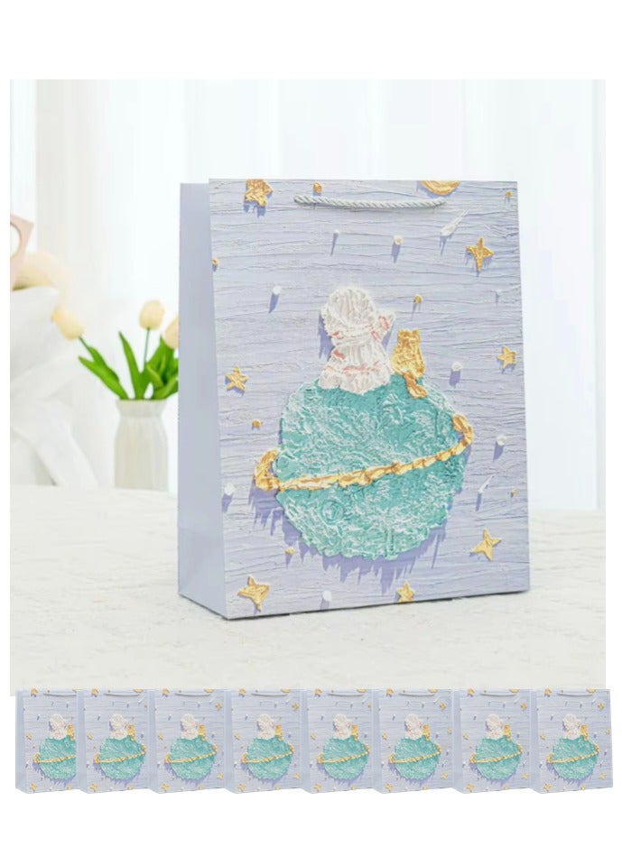 10 Pieces Luxury Ramadan Eid Gift Bags Foldable Reusable Paper Bags Creative 3D Oil Painting - Image 1
