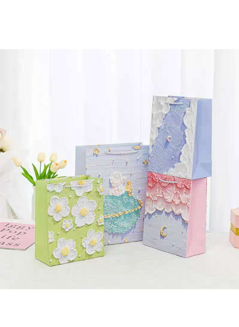 10 Pieces Luxury Ramadan Eid Gift Bags Foldable Reusable Paper Bags Creative 3D Oil Painting - Image 3