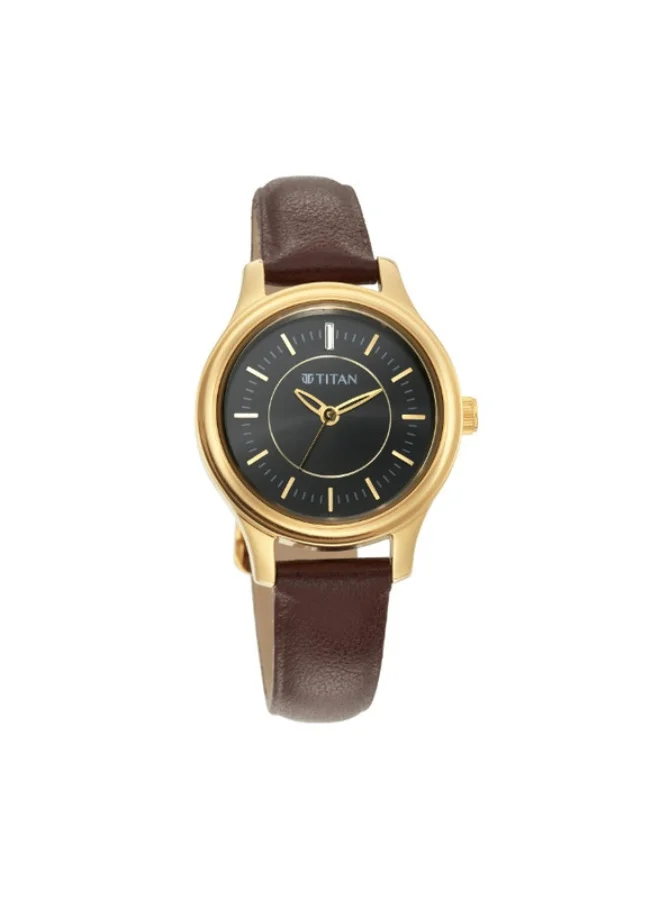 TITAN Titan Quartz Analog Black Dial Leather Strap Watch for Women 2638yl01