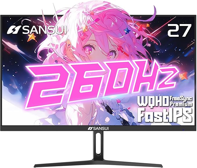 SANSUI 27 Inch WQHD Fast IPS Gaming Monitor 260Hz 1ms AMD FreeSync Premium Black ESA-G27F6Q PRO - Image 1