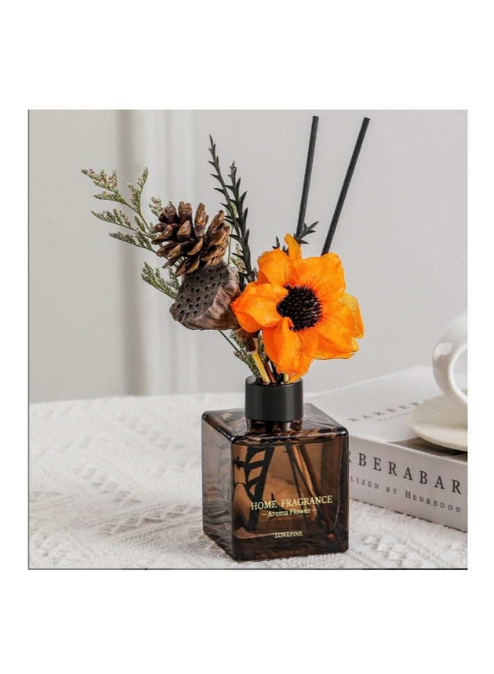 OASIS-TH Flower Reed Diffuser Set Scent Diffuser With Sticks Home Fragrance Flower Diffuser For Home Office Bathroom Shelf Decor Sweet Orange 120 ml 