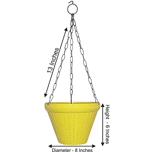Bianco Multicolor Juhi Round Hanging Pot, Beautiful Hanging Flower Pots, Hanging Planter, Plant Containers Set, Plastic Hanging Pots Set for Garden, Balcony (Pack of 4) (9 Inch) - Image 2
