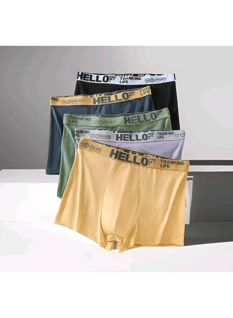 مجموعة من 5 قطع من ملابس داخلية بوكسر وشورتات رجالية من Hello Sort، مصنوعة من القطن المطاطي القابل للتنفس والماص للرطوبة، بتصميم عصري منخفض الارتفاع - Image 5