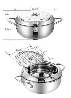 Deep Fryer Pot,2.2L 304 Stainless Steel Tempura Fryer Pan With Temperature Control,Lid,And Oil Drip Drainer Rack For French Fries Shrimp Chicken Wings And Shrimp,20cm - pzsku/Z5FB96A79D0750A26D747Z/45/_/1723278796/a876e75f-fe7e-4fbe-96a7-248de9de06e3