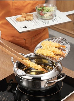 Deep Fryer Pot,2.2L 304 Stainless Steel Tempura Fryer Pan With Temperature Control,Lid,And Oil Drip Drainer Rack For French Fries Shrimp Chicken Wings And Shrimp,20cm - pzsku/Z5FB96A79D0750A26D747Z/45/_/1723278798/67bda99b-eeae-44a7-9878-b549b2a2fd66