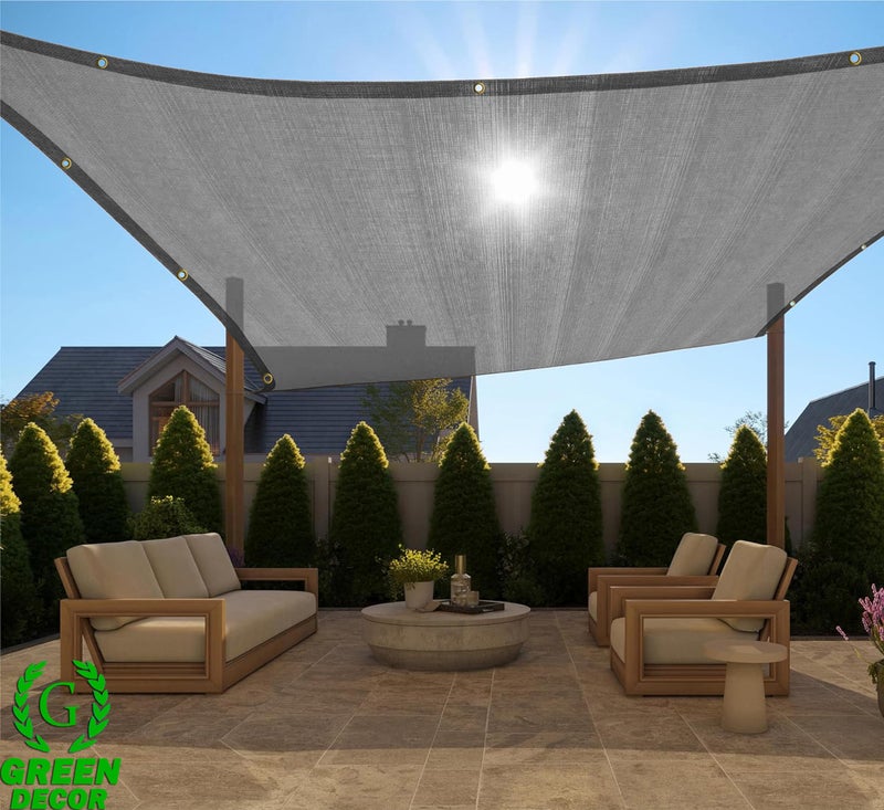 GREEN DECOR-HDPE Fabric Self Fold with SS Eyelet Sun Shade Sails 85-90% Protection from Sun & UV Rays Ideal for CarParking,Outdoor Garden,Balcony,Tent(Grey Color, 9.5 X 25 Feet) Pack of 1 Pc - Image 2