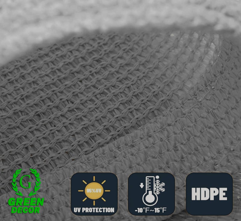 GREEN DECOR-HDPE Fabric Self Fold with SS Eyelet Sun Shade Sails 85-90% Protection from Sun & UV Rays Ideal for CarParking,Outdoor Garden,Balcony,Tent(Grey Color, 9.5 X 25 Feet) Pack of 1 Pc - Image 4