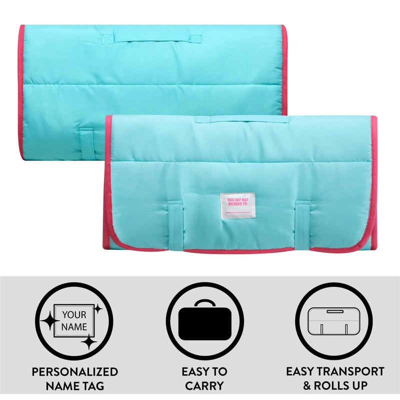 Idea Nuova Disney Little Mermaid Ariel Toddler Quilted Nap Mat with Pillow and Blanket,Super Soft Kids Sleeping Mat, Portable Rollup Design, 20" x 46" - Image 3