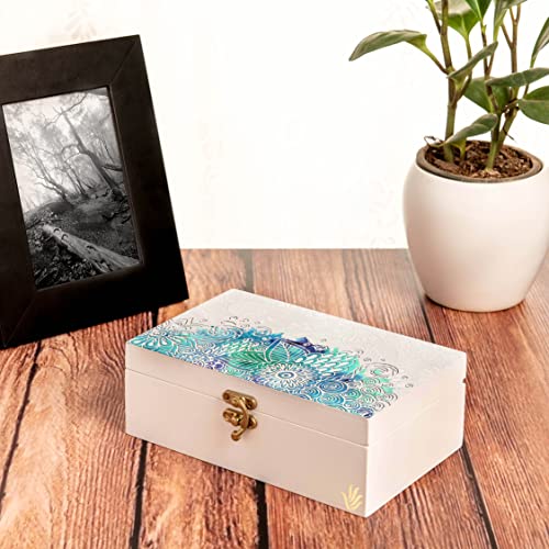 BRAHMA DESIGN Engineered Wood Decorative Gift Box For Presents, Abstract Flowers Design|Size 8" X 5" X 2.75"|Jewellery/Tarot/Knick-Knacks Storage Trunk Organiser, Gift Box For Packing - Image 5