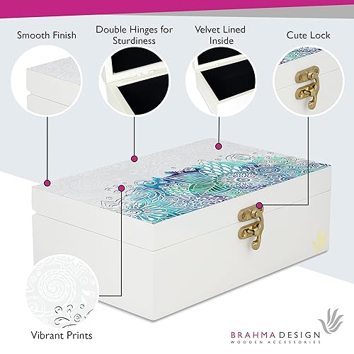 BRAHMA DESIGN Engineered Wood Decorative Gift Box For Presents, Abstract Flowers Design|Size 8" X 5" X 2.75"|Jewellery/Tarot/Knick-Knacks Storage Trunk Organiser, Gift Box For Packing - Image 3