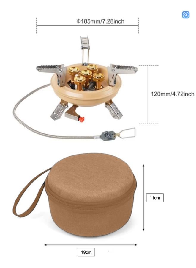 Camping Gas Burner 16000W Mini Camping Stove Portable 5 Core Power Gas Stoves Tourist Picnic Stove with Storage Bag - Image 2