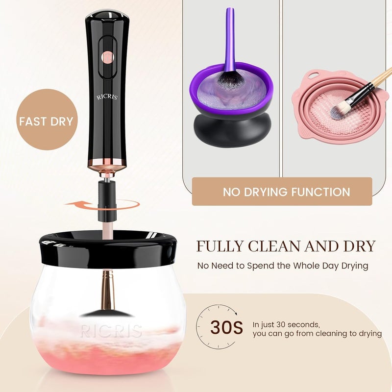 RICRIS Electric Makeup Brush Cleaner and Dryer Machine - Super Fast Clean and Dry Make Up Brushes - Automatic Cosmetic Brush Spinner Washer Tools - Image 3