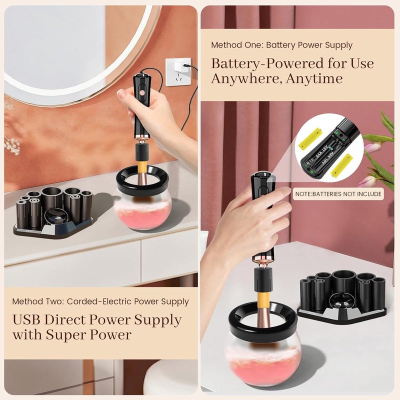 RICRIS Electric Makeup Brush Cleaner and Dryer Machine - Super Fast Clean and Dry Make Up Brushes - Automatic Cosmetic Brush Spinner Washer Tools - Image 5