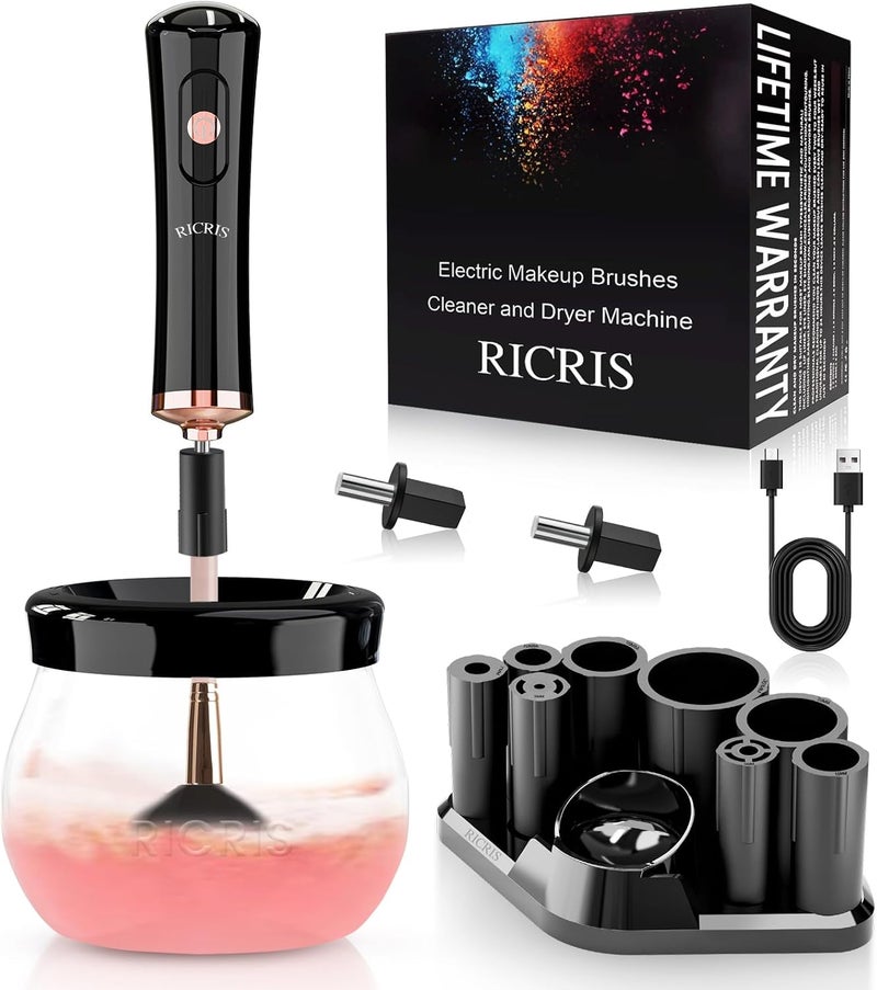 RICRIS Electric Makeup Brush Cleaner and Dryer Machine - Super Fast Clean and Dry Make Up Brushes - Automatic Cosmetic Brush Spinner Washer Tools - Image 1