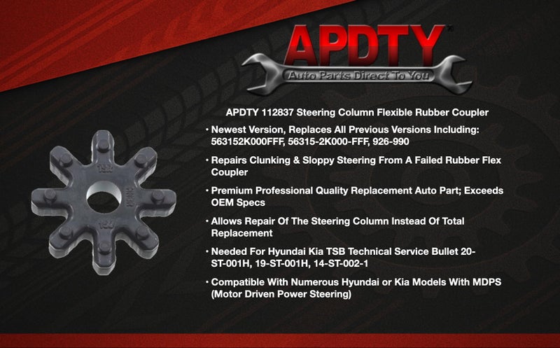 APDTY 112837 Steering Column Motor MDPS Clunk Noise Rubber Flex Coupler Repair Compatible with Select Hyundai Sonata Elantra Santa Fe Azera Veloster Kia Soul Optima Forte Cadenza (TSB 14-ST-002-1) - Image 5