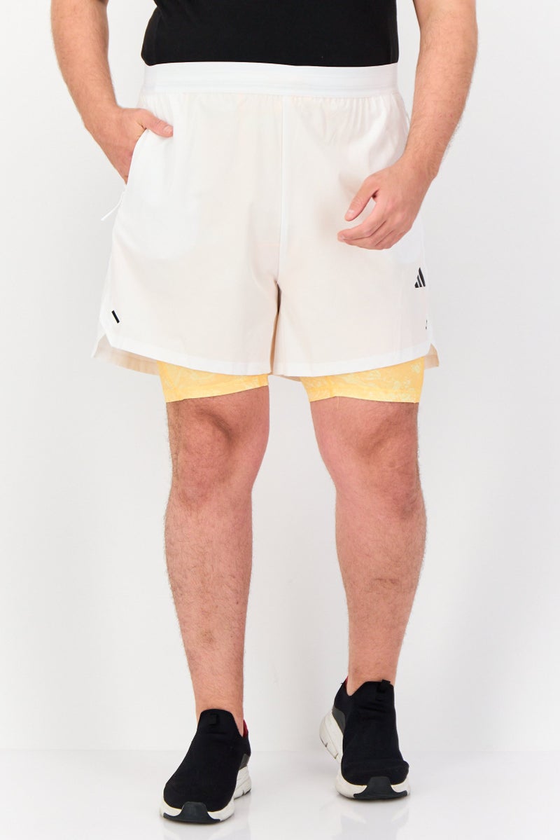 Adidas Men Slim Fit 7 Inseam 2 in 1 Training Shorts, White - Image 1