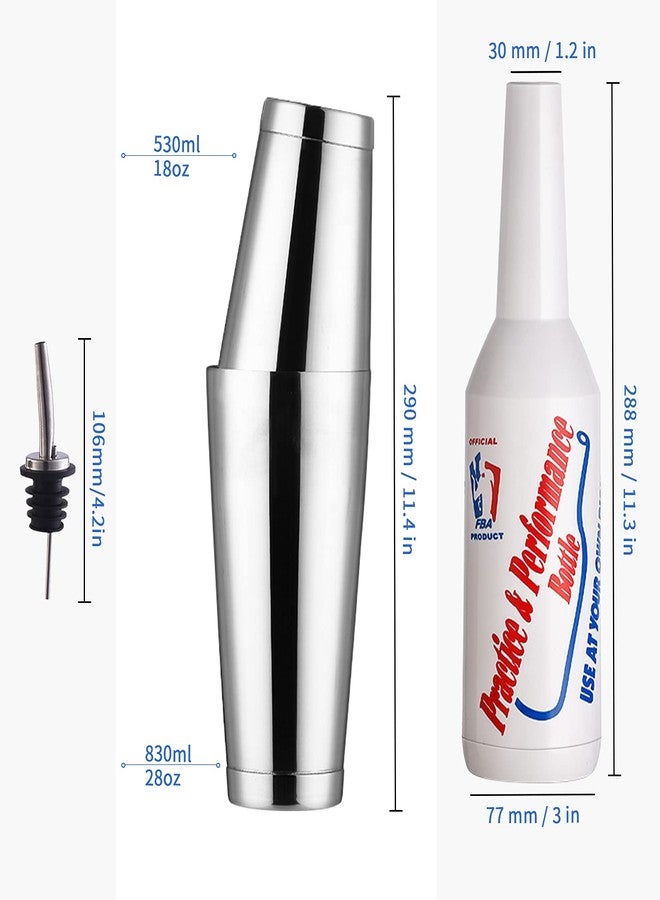 LINALL مجموعة فلير للبارمان - 5 قطع، زجاجتان فلير، كوب خلط بوسطن واحد، زجاجة للتدريب والأداء - FLKT0004 (مجموعة من 5 قطع) - Image 2