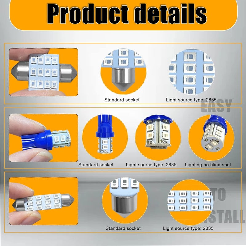 QuicTO LED Interior Light Set - 24 Pieces, Blue - Image 4