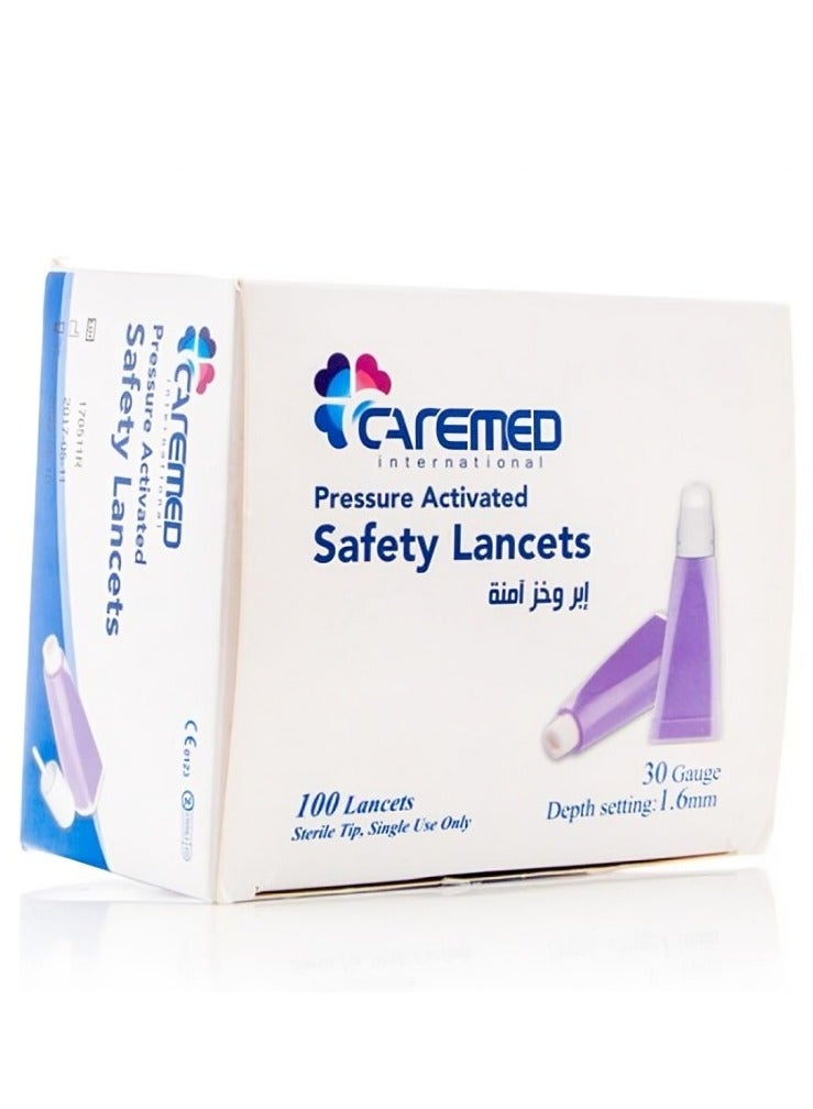 CAREMED 100 Safety Lancets -30 G - 1.6 mm  - Image 1
