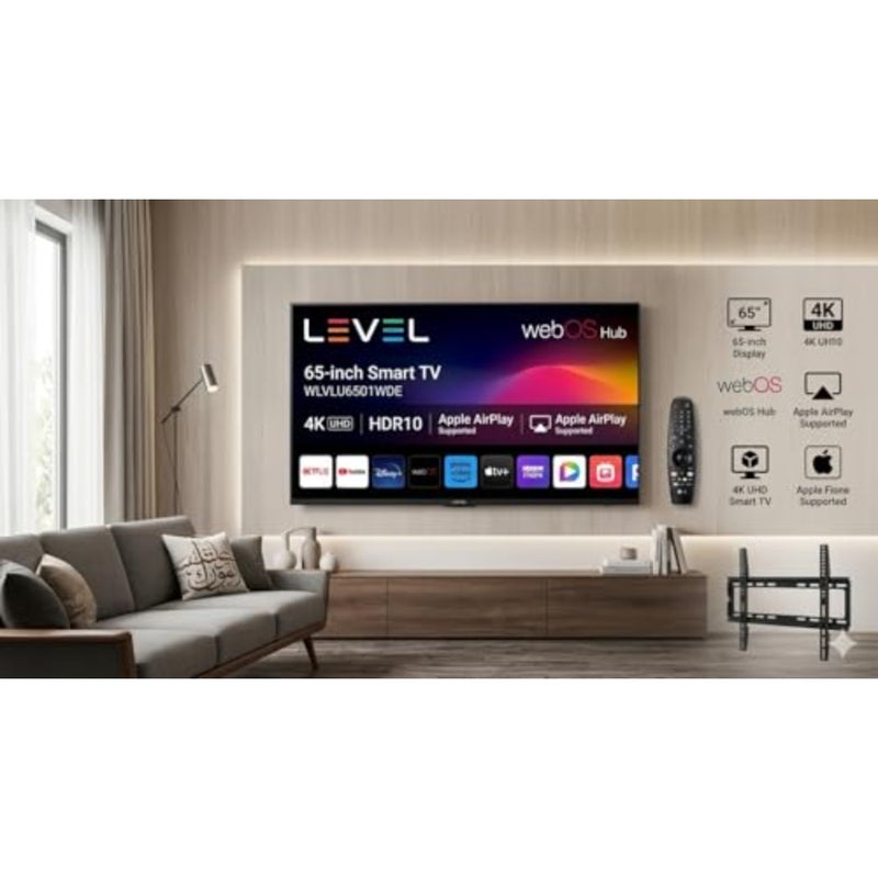 تلفزيون ذكي للاستخدام في غرفة المعيشة، إطار بلاستيكي، لون أسود، دقة 4K UHD مع HDR10 وwebOS Hub - Image 3