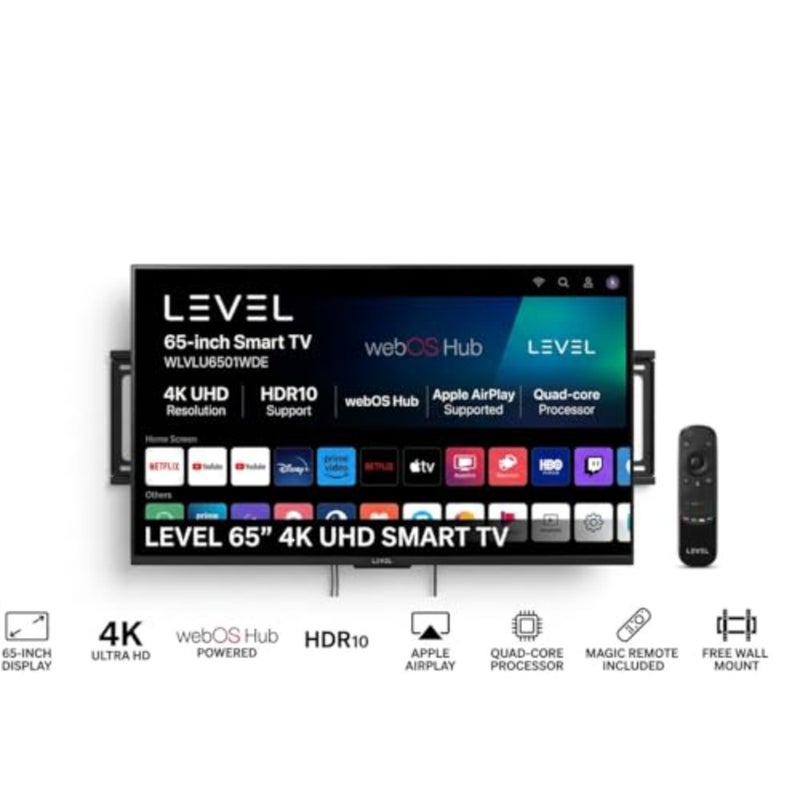 تلفزيون ذكي للاستخدام في غرفة المعيشة، إطار بلاستيكي، لون أسود، دقة 4K UHD مع HDR10 وwebOS Hub - Image 2
