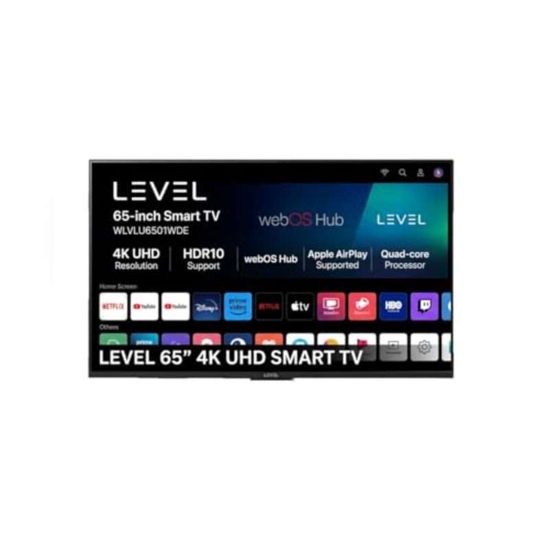 تلفزيون ذكي للاستخدام في غرفة المعيشة، إطار بلاستيكي، لون أسود، دقة 4K UHD مع HDR10 وwebOS Hub - Image 1