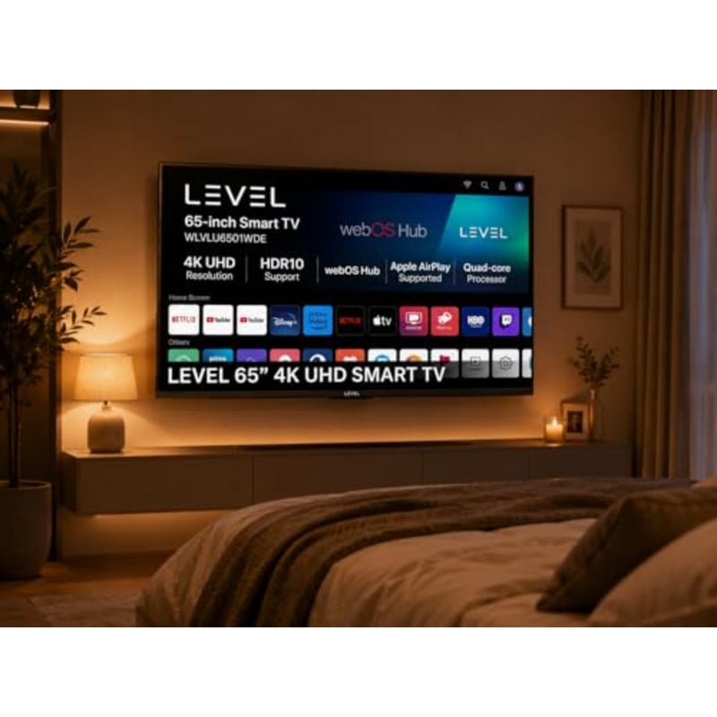 تلفزيون ذكي للاستخدام في غرفة المعيشة، إطار بلاستيكي، لون أسود، دقة 4K UHD مع HDR10 وwebOS Hub - Image 4