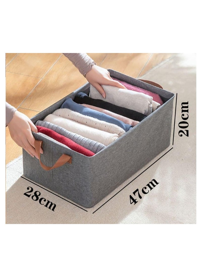 Generic - 2PCS Wardrobe Organizer for Clothes with Metal Frame Rectangle Storage Baskets for Clothing Fabric Storage Box with Handles Shelf Basket for Storage Clothes (2 PCS, Big Storage Box) - Image 1