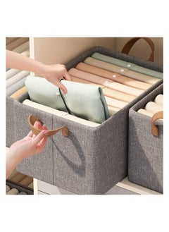 Generic 2PCS Wardrobe Organizer for Clothes with Metal Frame Rectangle Storage Baskets for Clothing Fabric Storage Box with Handles Shelf Basket for Storage Clothes (2 PCS, Big Storage Box)  - Image 2