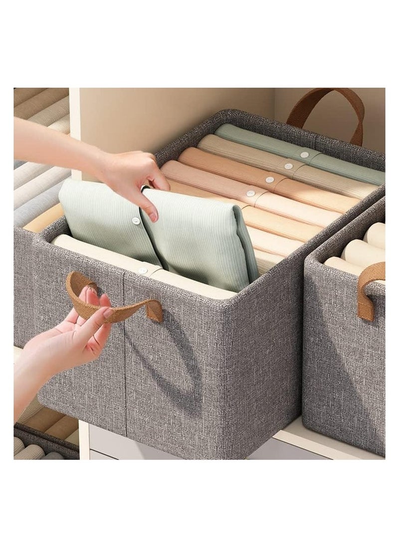 Generic - 2PCS Wardrobe Organizer for Clothes with Metal Frame Rectangle Storage Baskets for Clothing Fabric Storage Box with Handles Shelf Basket for Storage Clothes (2 PCS, Big Storage Box) - Image 1