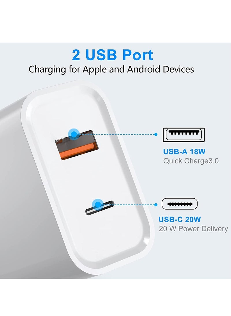 ELTRAZONE - 20W USB C Fast Charger for Samsung Galaxy A13/ A14/ A51/M13; Xiaomi Redmi 10 2022/10 /10C 4G/ 10 Power; Google Pixel 7, Dual Port Type-C QC3.0 Wall Adapter - Image 1