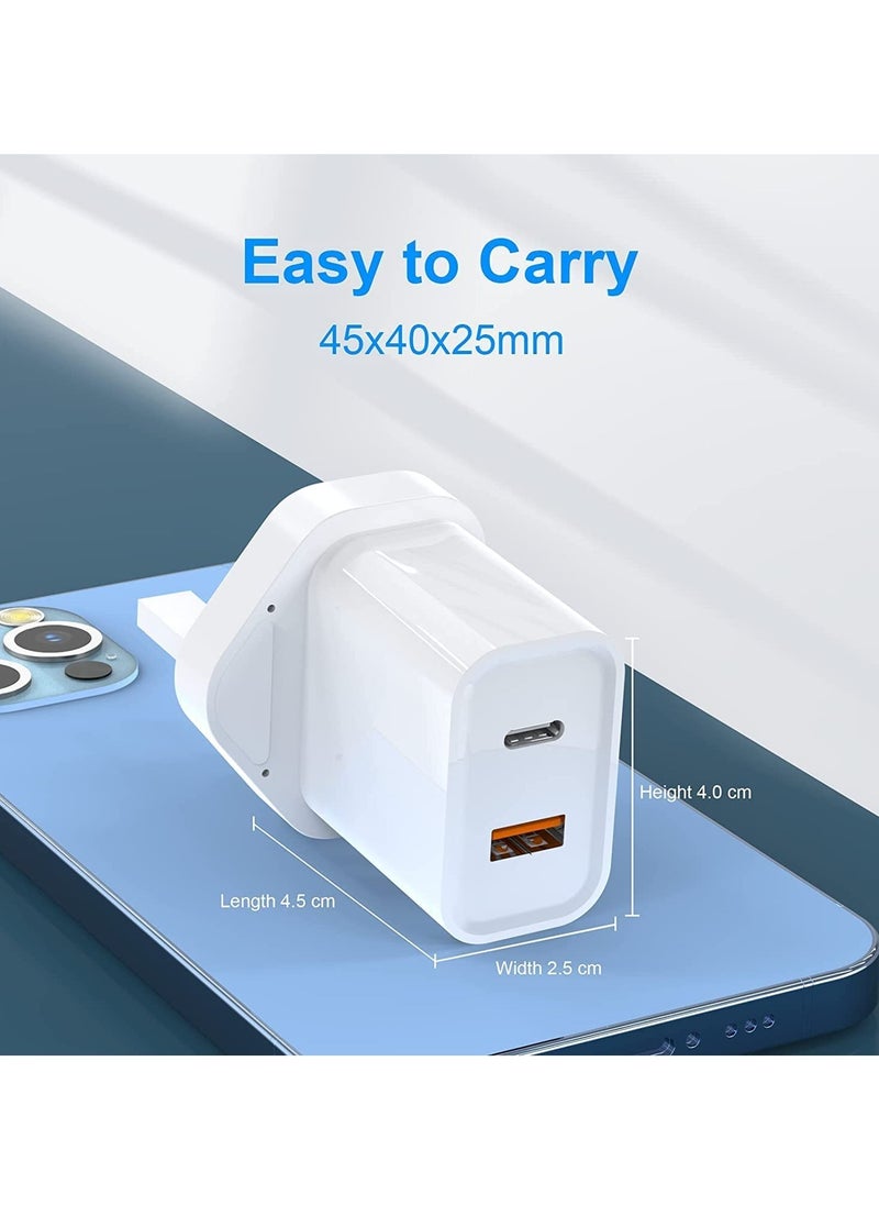 ELTRAZONE - 20W USB C Fast Charger for Samsung Galaxy A13/ A14/ A51/M13; Xiaomi Redmi 10 2022/10 /10C 4G/ 10 Power; Google Pixel 7, Dual Port Type-C QC3.0 Wall Adapter - Image 1