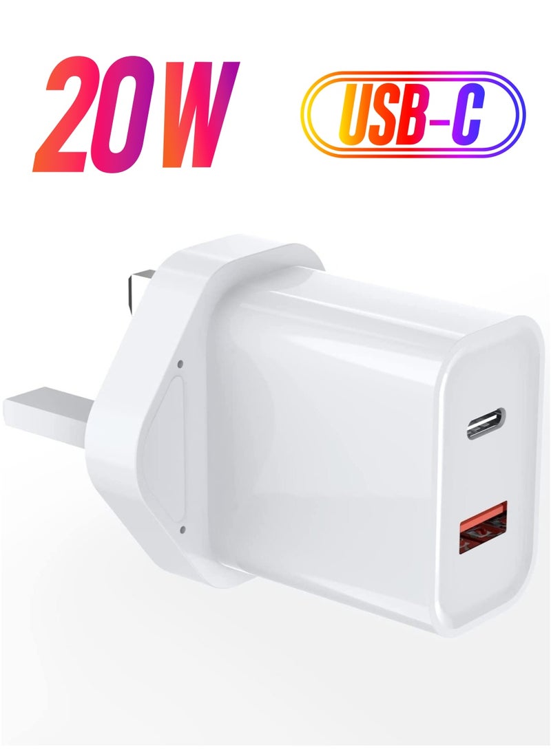 ELTRAZONE - 20W USB C Fast Charger for Samsung Galaxy A13/ A14/ A51/M13; Xiaomi Redmi 10 2022/10 /10C 4G/ 10 Power; Google Pixel 7, Dual Port Type-C QC3.0 Wall Adapter - Image 1