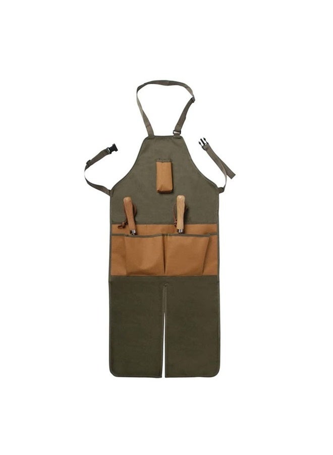 Generic Multi-Pocket Oxford Cloth Garden Leg Warmer Apron - Color blocked design with extended length, suitable for gardening and pruning, wear-resistant and protective khaki pocket - Image 4