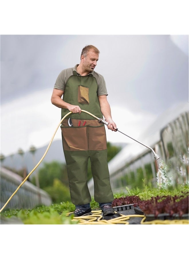 Generic Multi-Pocket Oxford Cloth Garden Leg Warmer Apron - Color blocked design with extended length, suitable for gardening and pruning, wear-resistant and protective khaki pocket - Image 2