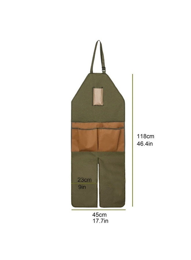 Generic Multi-Pocket Oxford Cloth Garden Leg Warmer Apron - Color blocked design with extended length, suitable for gardening and pruning, wear-resistant and protective khaki pocket - Image 5