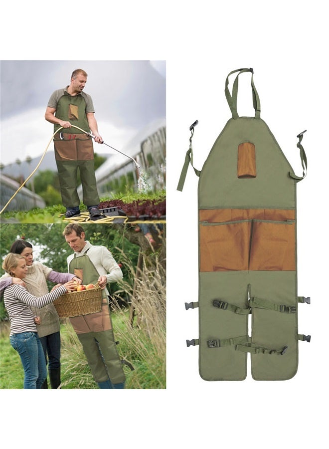 Generic Multi-Pocket Oxford Cloth Garden Leg Warmer Apron - Color blocked design with extended length, suitable for gardening and pruning, wear-resistant and protective khaki pocket - Image 1