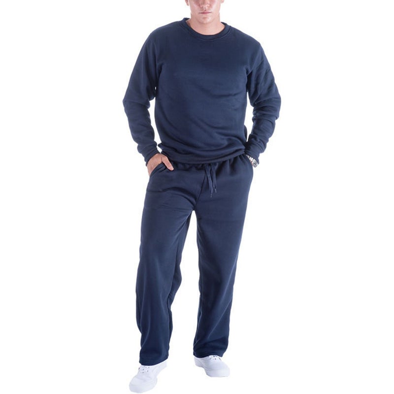 Facitisu Mens Sweatpants Fleece Athletic Open Bottom Workout Pants with Pocket Baggy Drawstring Sweats Pants Gym Joggers Navy 4X-Large - Image 2