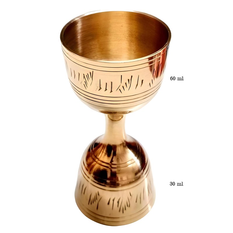 Rengvo Rudra Exports Brass Peg Measurer 30 60ml Glass Cocktail Jigger Shot Glass Double Side Drink Measuring Bar Tool Mixed Cocktail Beaker Pack of of 1 - Image 3
