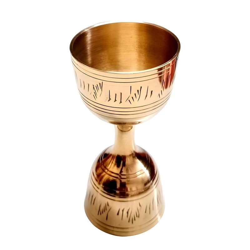 Rengvo Rudra Exports Brass Peg Measurer 30 60ml Glass Cocktail Jigger Shot Glass Double Side Drink Measuring Bar Tool Mixed Cocktail Beaker Pack of of 1 - Image 1