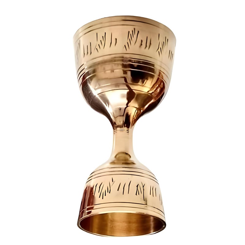 Rengvo Rudra Exports Brass Peg Measurer 30 60ml Glass Cocktail Jigger Shot Glass Double Side Drink Measuring Bar Tool Mixed Cocktail Beaker Pack of of 1 - Image 2