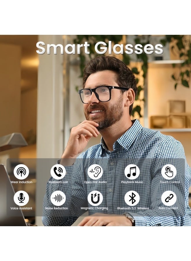 Lurette Smart Glasses, AI Real-time Translation with 144 languages, AI Bluetooth Audio Glasses with Speakers, Polarized UV Protection, Open Ear Sound, Touch Voice Assistant，Bluetooth 5.3 Anti-Blue Light Glasses for Men and Women - Black - Image 2