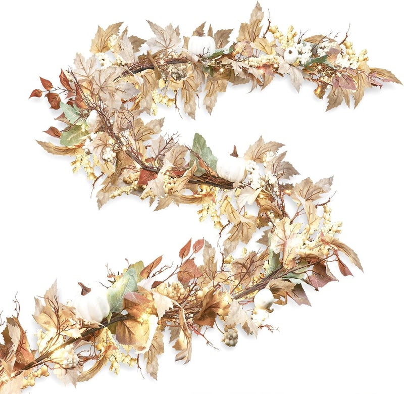 JenPen JenPen Thanksgiving 88 ft Fall Garland with Lights Thanksgiving Decorations Indoor Maple Leaf Garland Fall Decorations for Home Farmhouse Porch Fireplace  - Image 2