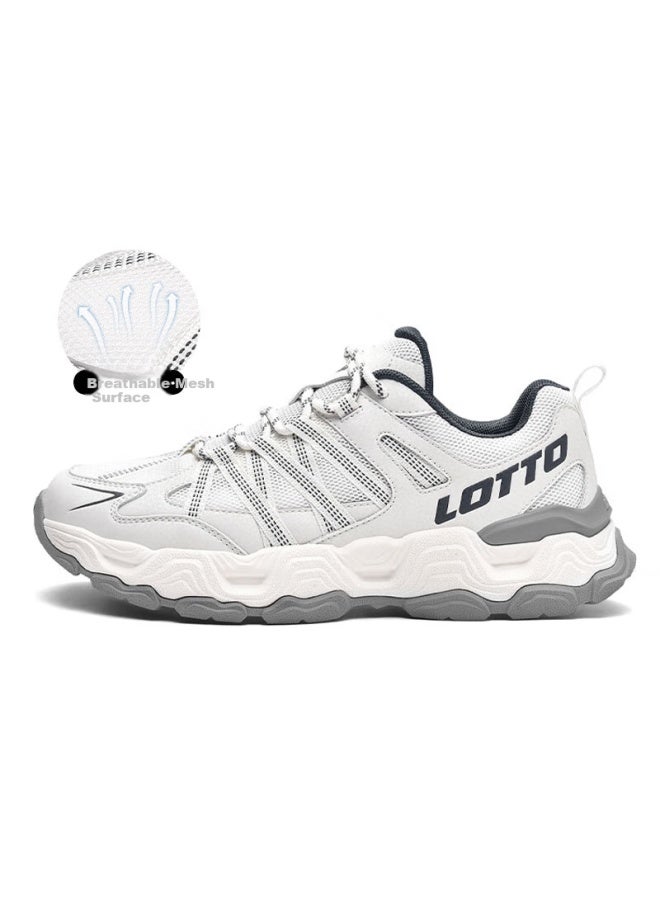 Lotto Men's Shoes, Autumn Sports Shoes, Shock-absorbing Outdoor Hiking Shoes, Casual Footwear, White And Gray , Size 40 - Image 1