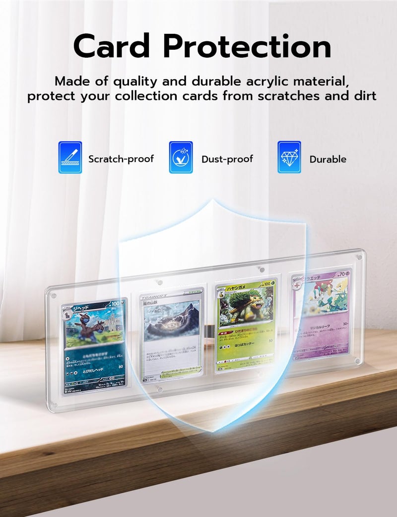 Wigearss 4 Slots 35-75PT Universal Magnetic Acrylic Game Card Case, Baseball Card Holder, Hard Acrylic Card Cases, Card Protector, Fit for Standard Card - Image 5