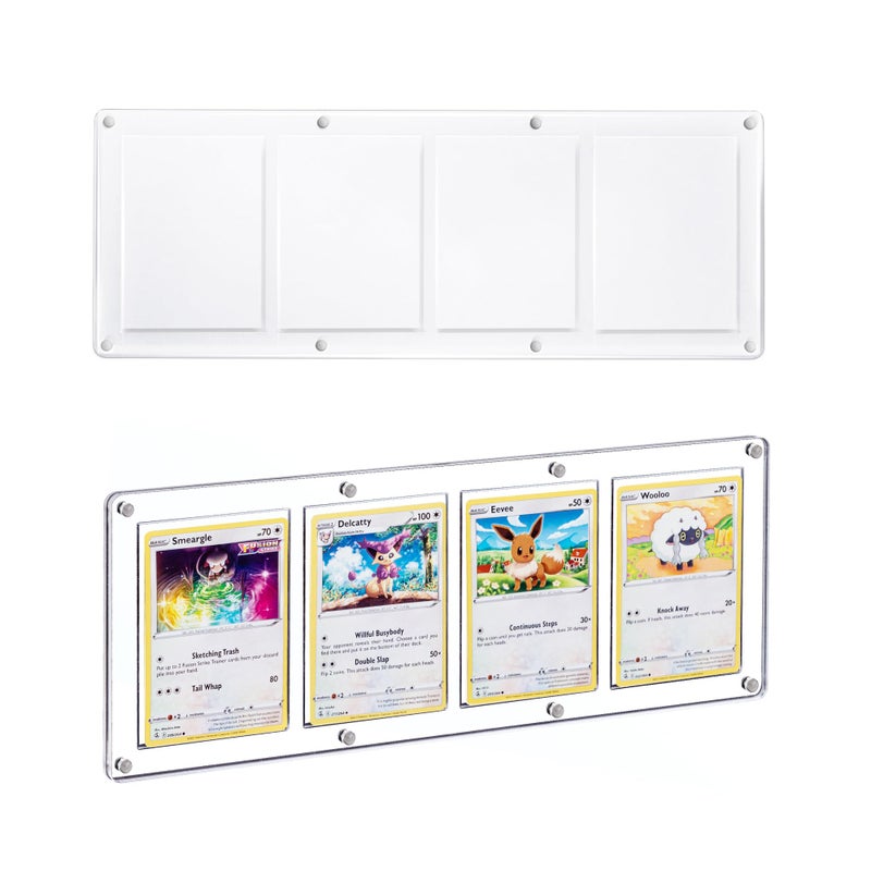 Wigearss 4 Slots 35-75PT Universal Magnetic Acrylic Game Card Case, Baseball Card Holder, Hard Acrylic Card Cases, Card Protector, Fit for Standard Card - Image 1