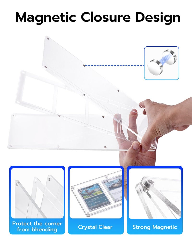 Wigearss 4 Slots 35-75PT Universal Magnetic Acrylic Game Card Case, Baseball Card Holder, Hard Acrylic Card Cases, Card Protector, Fit for Standard Card - Image 3