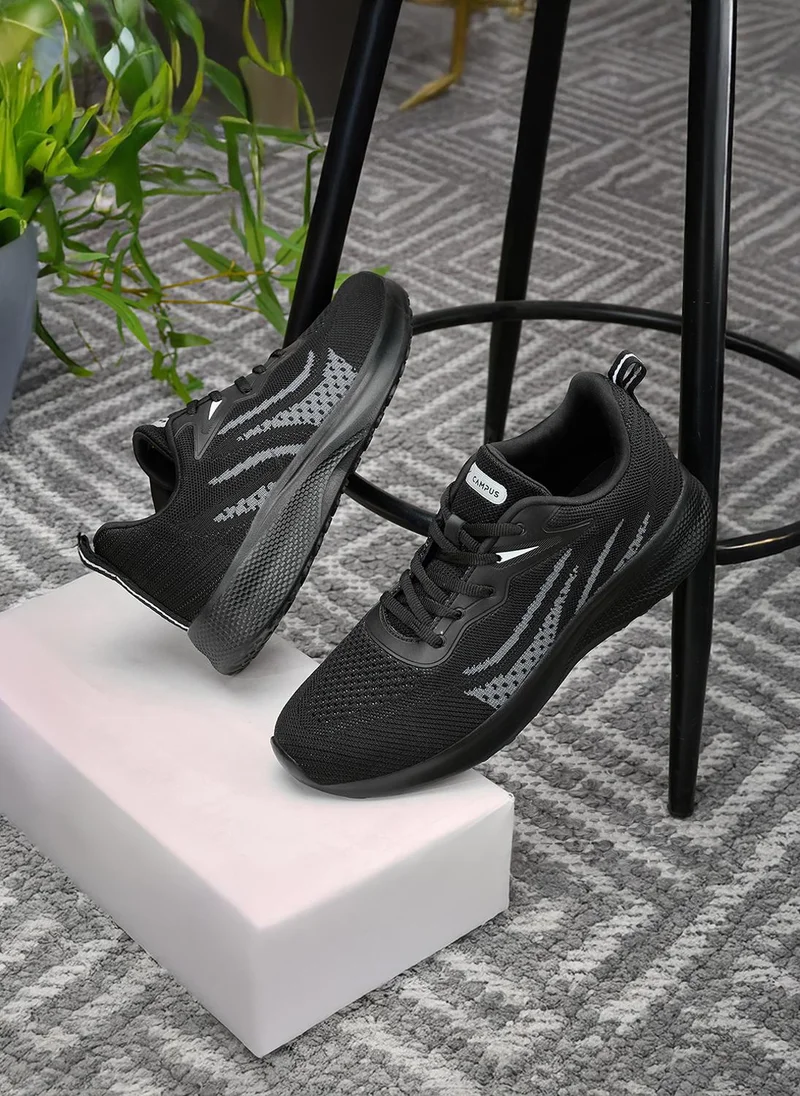 Campus Black Men Reed Memory Foam Lace-Up Running Shoes-Black for Men | Best Price UAE